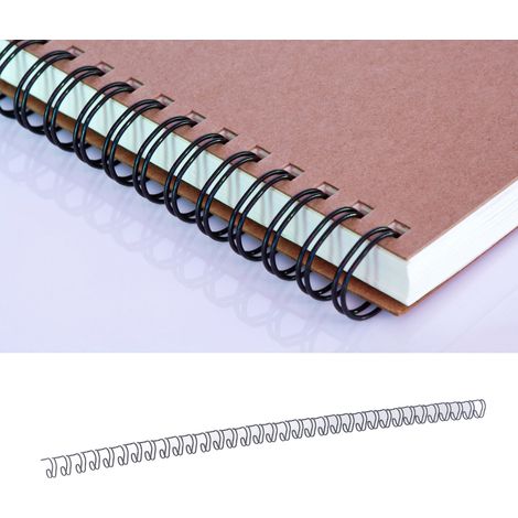 100 Binderinge für A4-Blätter, Rückendurchmesser 6,4 mm, 34 Zähne, Übersetzung 3:1, Nylonbeschichtung, YO Doppelgewinde-Metallbinderinge, Bindekapazität 20 Blatt, schwarz. (1/5)