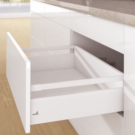 Kit complet tiroir ArciTech à casseroles avec tringles profil H126mm paroi arrière H186mm coloris blanc longueur 400mm - HETTICH FRANCE SCS