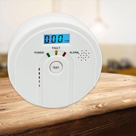Détecteur de monoxyde de carbone, alarme de monoxyde de carbone alimentée par batterie remplaçable avec affichage numérique LCD, moniteur d'alarme CO EN 50291 pour la sécurité (piles AA non i (1/5)