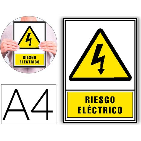 Pictograma archivo 2000 riesgo electrico pvc amarillo luminiscente 210x297 mm