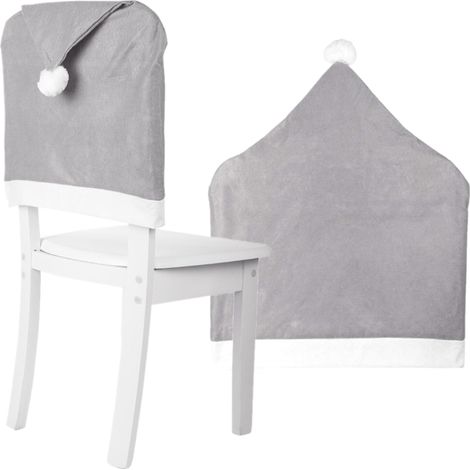 XX10 COPRISEDIE CAPPELLO DI BABBO NATALE DECORAZIONE SCHIENALE PER SEDIA NATALIZIA GRIGIO (1/5)