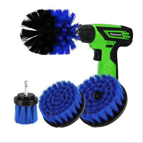 [JAMAIS UTILISÉ]Lot de 4 brosses pour perceuse électrique - Kit de Nettoyage pour Voiture, Salle de Bain, Piscine, carrelage, Sol, Brique, céramique, marbre, Brosse à récurer Tout Usage (Green) (1/5)