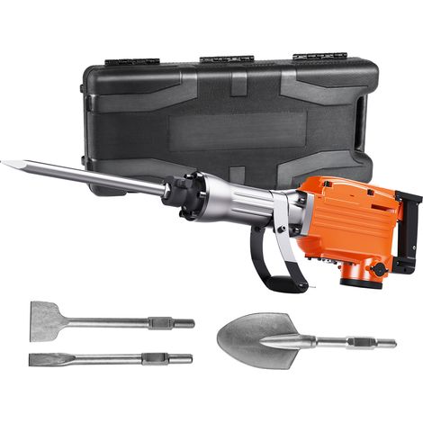 Mophorn Martillo de Demolición 2200 W 1350 BPM Martillo Electrico con Cable 1-1/8" con 4 Cinceles Reemplazables Mango Giratorio 360° Rompe Hormigón Antivibración para Cincelar Construcción Fontanería
