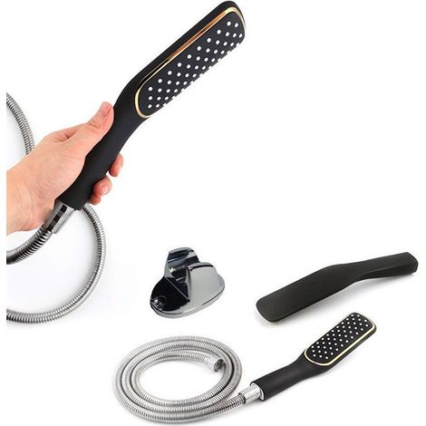 TrAdE Shop Traesio - Doccia Doccetta Soffione Anticalcare Tubo Flessibile 1,8mt Supporto Muro 52338 -