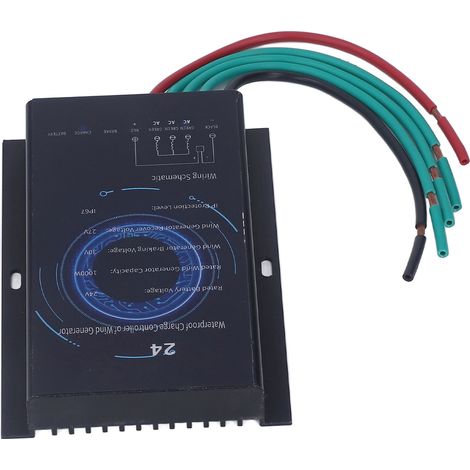Contrôleur de générateur éolien hybride à charge automatique, boîtier en alliage d'aluminium, 1000 W, 24 V (1/5)