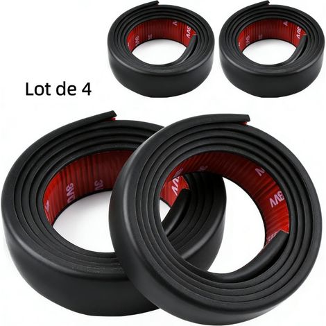 Lot de 4 barres anti-choc noires L-plane 3,5 cm pour voiture, bandes de protection en caoutchouc universelles pour ailes, stickers anti-rayures à motif fibre de carbone (1/5)