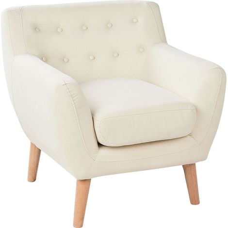 Poltrona da salotto in tessuto imbottito beige chiaro Motala