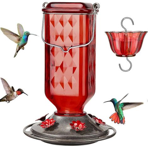Mangeoire suspendue d'extérieur, mangeoire anti-fuite pour colibris de 710 ml (24 oz), 6 ouvertures d'alimentation, mangeoire à nectar pour la décoration de jardin (1/5)