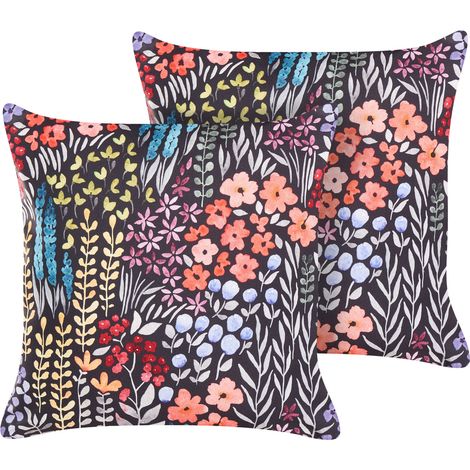 Conjunto de 2 cojines de jardín almohada de exterior 45 x 45 cm poliéster motivo floral multicolor Castelaro
