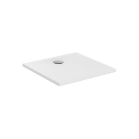 Porcher – Receveur de douche extra-plat carré 80x80cm en céramique blanc – Antidérapant – À poser ou encastrer – Résistant aux détergents