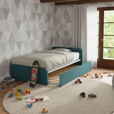 Letto 1 piazza e mezza con letto estraibile - Verde Petrolio