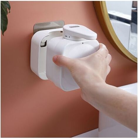 Distributeur de Savon Liquide Carré Accessoires Salle de Bain Élégants Forte Aspiration, Design Moderne pour Savon et Gel Douche (1/4)