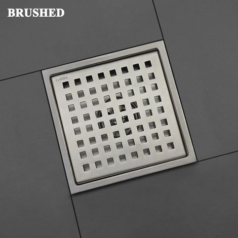 (Brushed)Stainless Steel 15CM15CM Deodorant Bathtub Floor Drain Deodorant Square Grid Floor Drain Shower Room Floor Drain (1/4)
