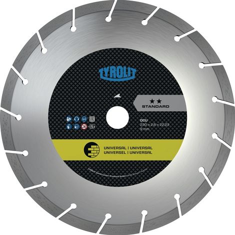TYROLIT Disque à tronçonner diamanté DCU Stand.D.230mm Alés.22,23mm Construction univ.7mm - 34499938 (1/2)