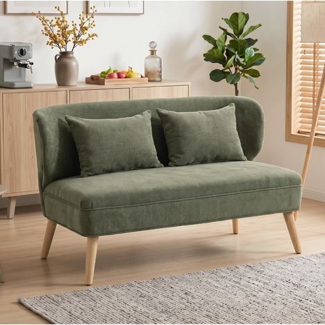 MODFU – Divano 2 posti compatto 117 cm in ciniglia con schienale avvolgente, seduta 112 cm, schiuma ad alta elasticità, molle a S e portata 220 kg – Verde scuro (1/5)