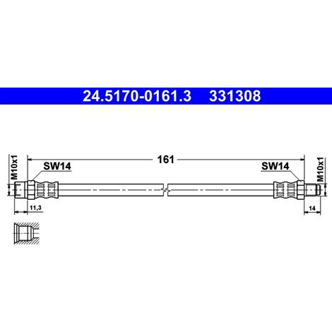 Flexible de frein ATE 24.5170-0161.3 AUDI 3199 097 N1 437 611 775 481 611 775