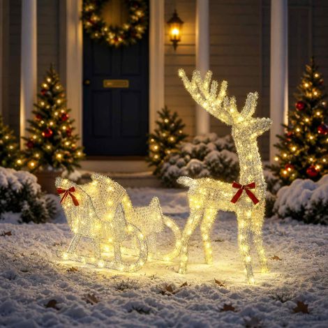 vidaXL Slitta trainata da renna LOVIISA 200 LED Bianco caldo (1/5)
