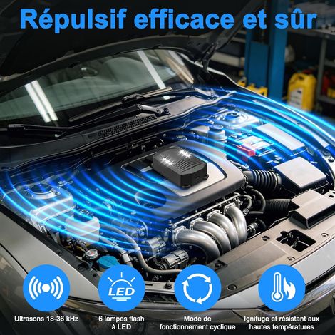 Anti Martre Voiture,Anti Fouine Voiture,Repulsif Rongeur pour Voiture,Répulsif Souris Ultrason avec Flash LED,Anti Rongeur Voiture,Protection Voiture, Grenier, Garage (1/5)