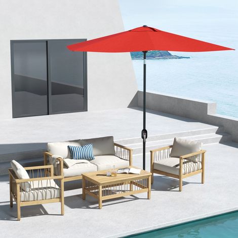 Parasol rectangulaire inclinable 2x3 m avec manivelle toile polyester imperméabilisée haute densité 180g/m² rouge