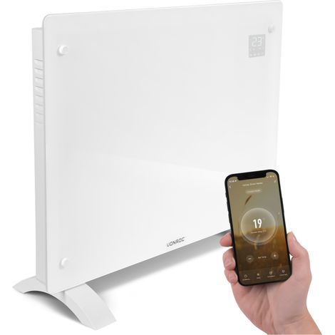 Glasplatten-Konvektorheizgerät – 1500W - 18m2 – Manuelle und WLAN-Steuerung – Einstellbarer Thermostat und Timer – Weiß (1/5)