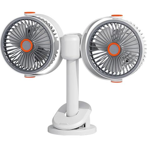 Ventilateur à pince – 5 vitesses – Tête pivotante – Large couverture – USB-C – Batteries externes – Clip polyvalent – Pour camping, bureau, chambre, voiture – Fraîcheur portable (1/4)