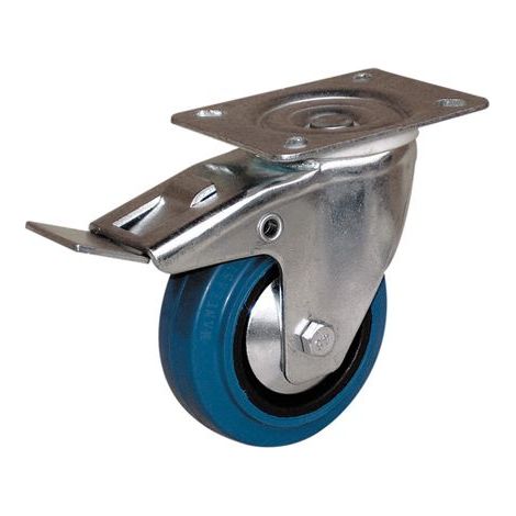Roulette pivotante à blocage sur platine manulastic bleu charges moyennes Port Roll. diamètre 100 mm. charge 150 kg - GUITEL-POINT M
