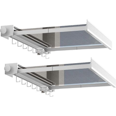 Étendoir à linge pliable, invisible et rétractable, sans perçage, blanc (1/5)