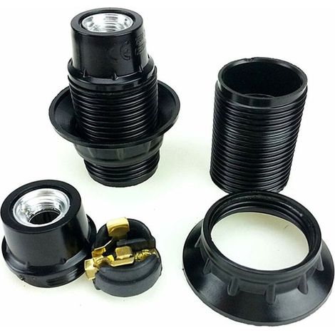 Schwarze E14-Glühbirnenfassung, 4 Stück E14-Sockel, E14-Glühbirnenfassung, massive Glühbirnenfassung, schwarzer Sockeladapter (1/3)