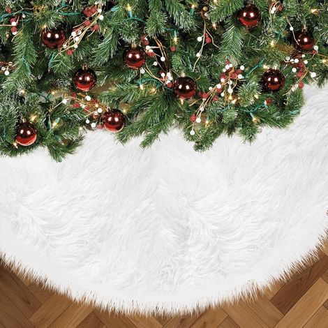 Jupe de sapin de Noël Ø78 cm - Tissu pour sapin de Noël - Décoration de Noël - Ornements pour sapin de Noël - Housse pour sapin de Noël - Peluche douce - Noël - Rond - Pour décorations de Noël, intéri (1/4)