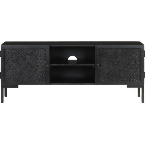 Maison Exclusive - TV-Schrank Schwarz 115x30x46 cm Massivholz Man