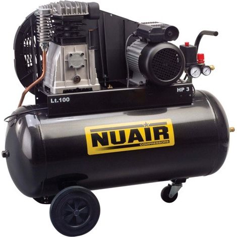Nuair - Compresseur PRO entrainé par courroie 100 Litres 3 Cv 10 bars 23 m3 /h - B3800B/100CT3