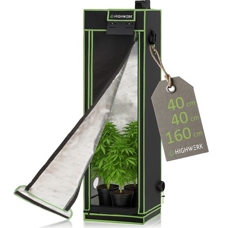 HIGHWERK Carpa de cultivo 40 x 40 x 160 cm  Grow tent interior para cultivo de plantas, negro verde