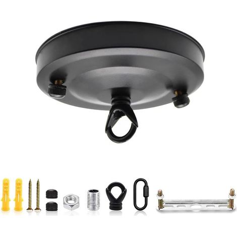 Cache Fil pour Lustre, Rosace Plafond, Rosace Lampe Plafond Avec Accessoire, 1 Trou de Câblage Auvent de Plafond, Crochet de Plaque de Plafond pour Suspendre des Lampes au Plafond (1/5)