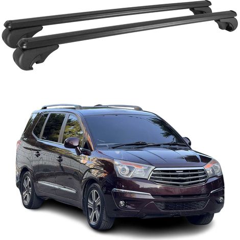 OMAC Aluminium Dachträger Querträger für Ssangyong Rodius II 2012-2019 – TÜV / DIN 75302:2019 – Abschließbar – Max. 75 kg – 2 Stangen Schwarz (1/5)