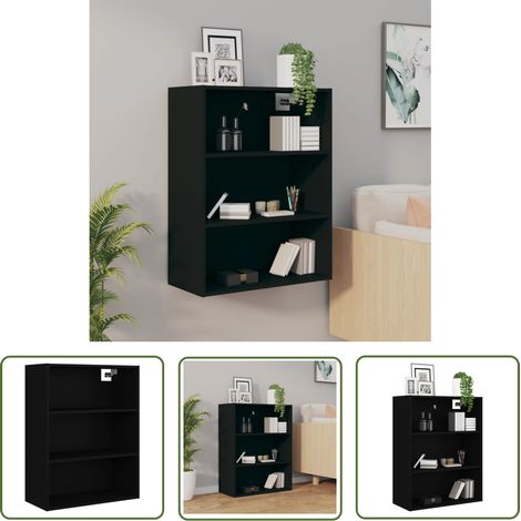 The Living Store Armoire murale suspendue Noir 69,5x32,5x90 cm - Armoire Murale - Meuble Suspendu - Rangement Mural - Buffet Étroit - Étagère Murale (1/5)