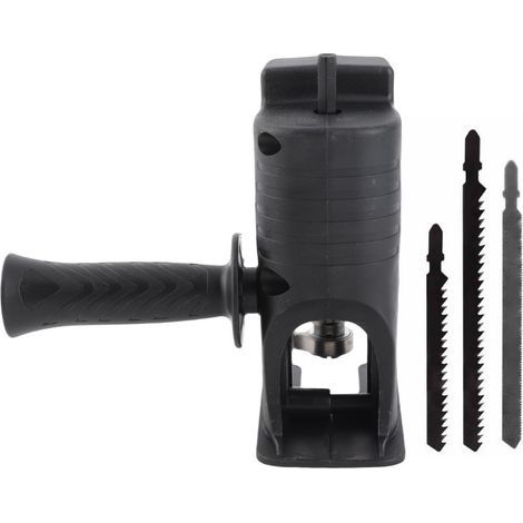 Electric drill to saw adapter, close connection, chainsaw conversion head with 3 black saw blades (1/5)