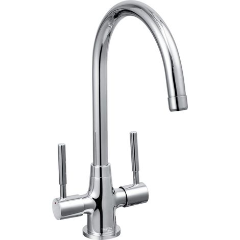 Bristan DU SNK C Dune Monobloc Kitchen Tap Chrome Twin Lever + Fixings + Flexis (1/5)