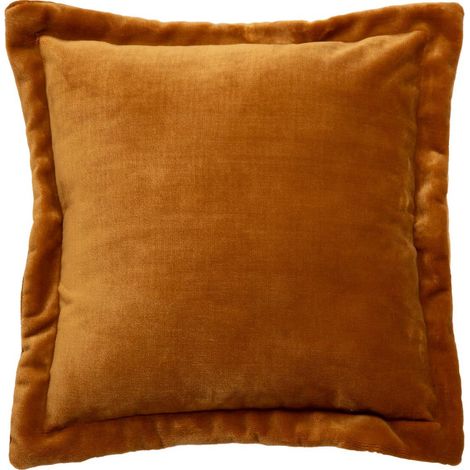 Coussin Déco Flanelle "Cuddly" 53x53cm Jaune Cumin (1/4)