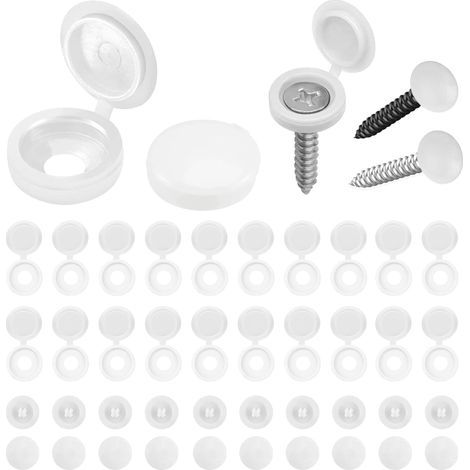 Ulisem Lot de 100 capuchons à vis en plastique blanc pliables pour couvrir les têtes de vis, protection des vis (S) (1/5)