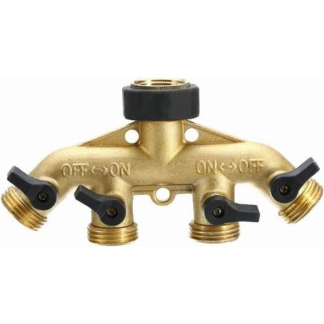 Répartiteur de tuyau d\\'arrosage Connecteurs de tuyau de robinet à 4 voies Valve de commutation de distributeur d\\'eau - Return 1112 (1/3)