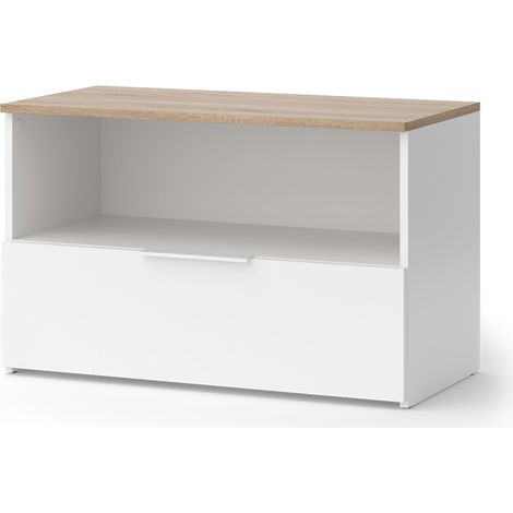 Aparador Wido, Blanco/Sonoma, 80 x 50 cm con 1 compartimento cerrado, Vicco