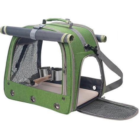 Transportkäfig mit Sitzstange für Wellensittiche, Unzertrennliche, Graupapageien, Nymphensittiche und Sittiche, ideal zum Wandern und Reisen mit Haustieren. (1/5)