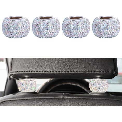 4 Colliers de réparation de voiture Pack ， Colliers de repos de tête de voiture Anneaux Decor Bling Crystal Diamond (multicolore) (1/5)