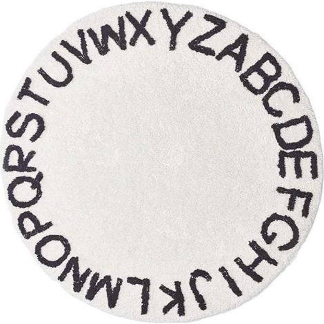 Tapis Rond Garçon et Filles Antidérapant 120 Cm Style Nordique 26 Lettres Blanches Tapis de Sol Décoratif pour Chambre D’garçon et Filles D’éveil Créatif et Doux pour Sol Sécurisé (1/5)