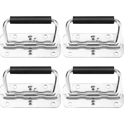 Lntyq 4 Pièces Poignées Pliantes à Ressort, Poignées en Acier Inoxydable, Poignée Pliante Métal pour Boîte à Outils ou Boîte de Rangement(100mm)