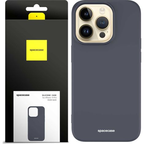 Funda de silicona Spacecase para iPhone 14 Pro Max, color negro. (1/5)