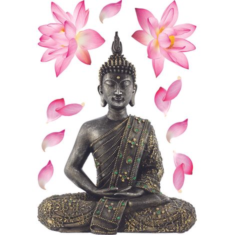 sticker mural Budha rose et marron - Sanders & Sanders