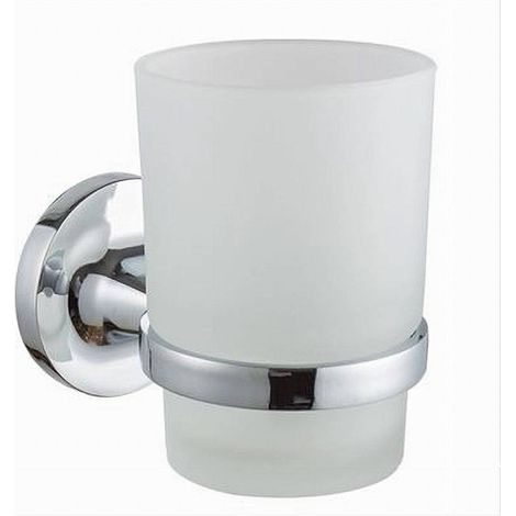 Bicchiere Porta Spazzolino Da Muro In Acciaio Vetro Satinato Arredo Bagno 79804 (1/2)