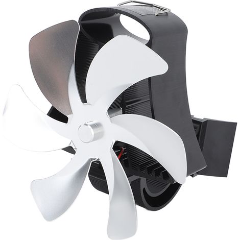 Ventilateur de poêle magnétique à 6 pales, fixation murale, alimenté par la chaleur, pour conduit de cheminée, installation magnétique, pour poêles à bois, argent (1/5)