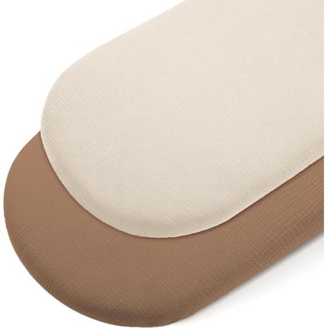 Drap Housse Cododo - Lot de 2 - Mousseline de Coton - Respirant et Doux - Pour Matelas Ovale et Rectangulaire - Marron Clair (1/5)